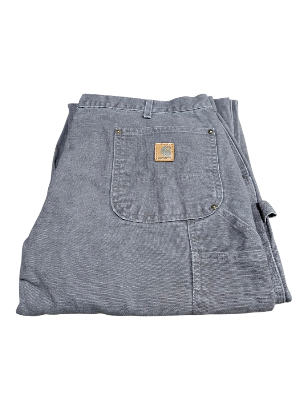 Carhartt Double Knee Pants Dungaree Carpenter Mens 42x32 Gray Canvas B136 GVL